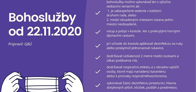 Usmernenie Zboru biskupov ECAV na Slovensku pre Služby Božie od 22.11.2020