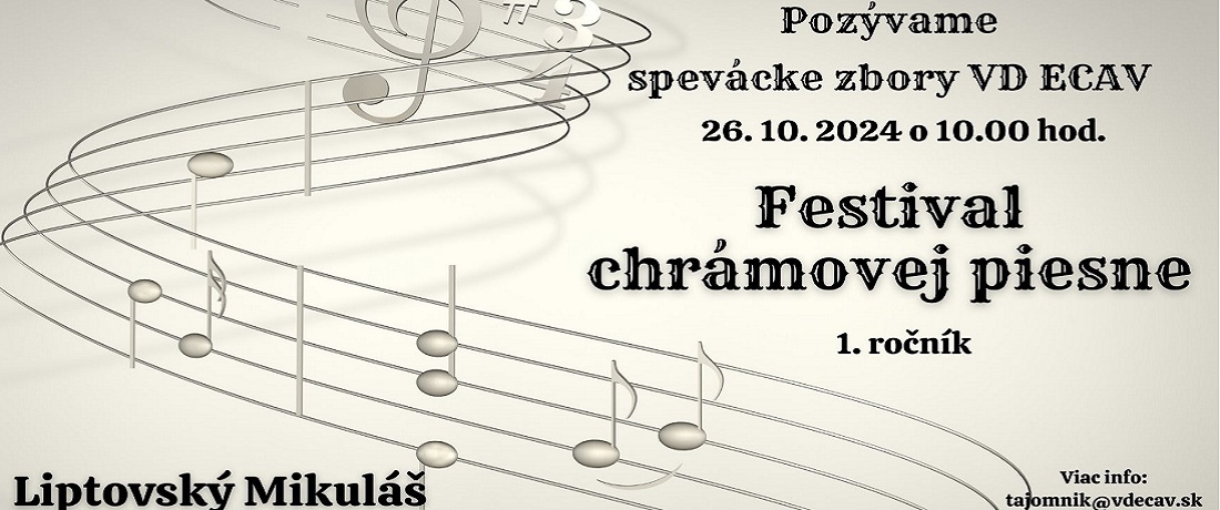 POZÝVAME: Festival chrámovej piesne VD